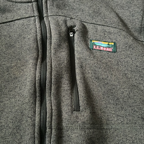 L.L. Bean Men's XL tall Sweater Fleece Full Zip Hooded Jacket Coat Green - Picture 2 of 5